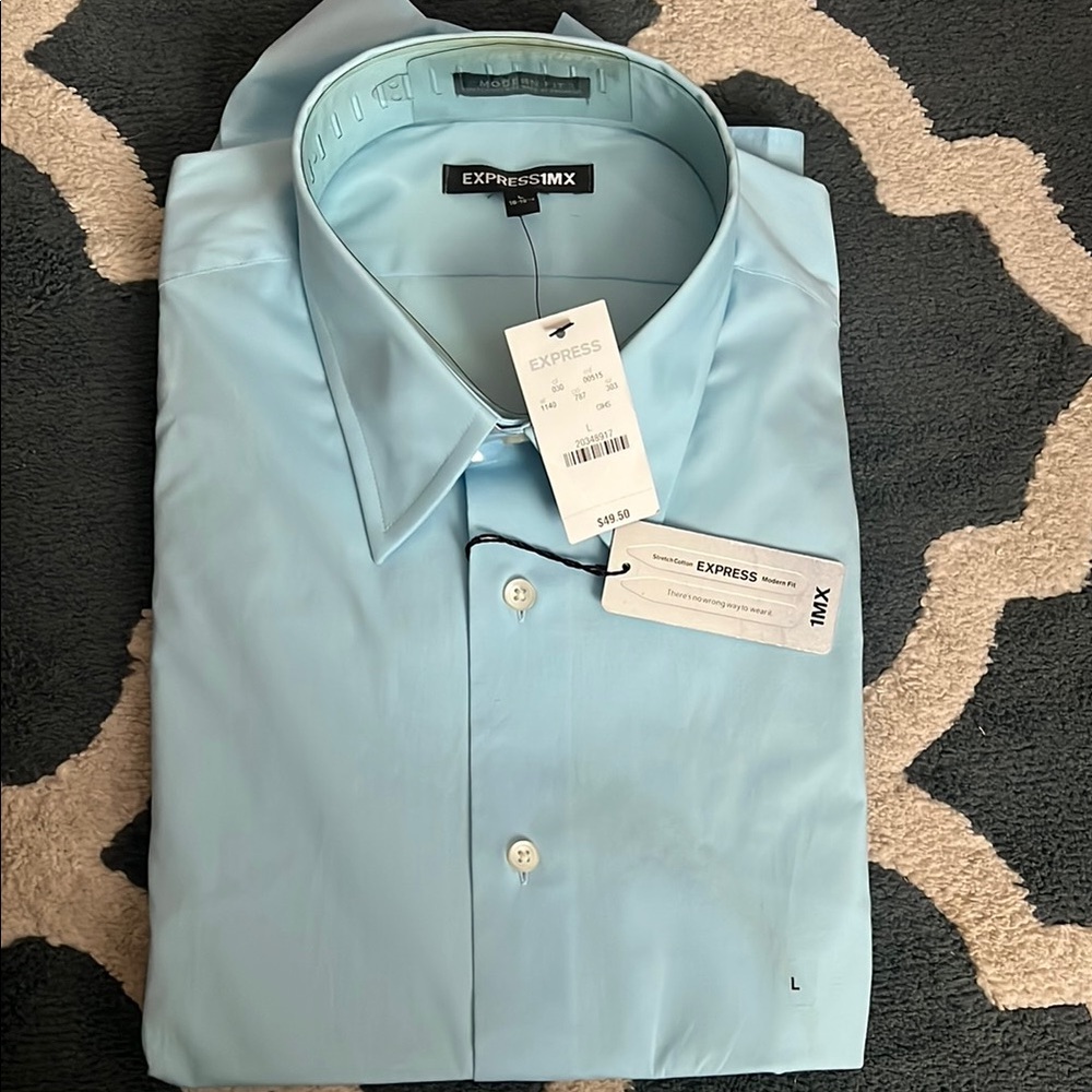 Express Blue Dress Shirt Classic Cotton Blend